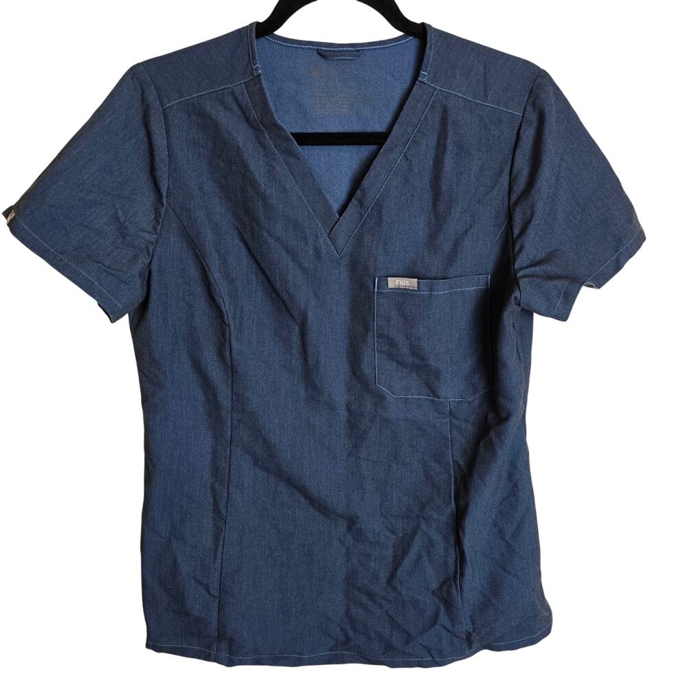 Figs Denim Scrub Top Size Medium